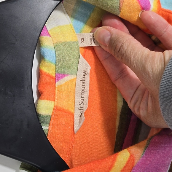 {Soft Surroundings} Peregrine Gauze Shirt Tunic Blouse Abstract Fiery Print - Picture 12 of 13